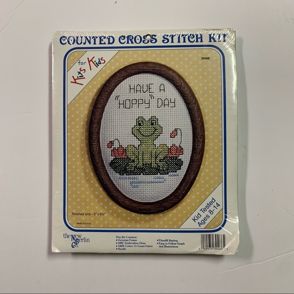 Counted Cross Stitch Kit frog "have a hoppy Day" craft NEW made in USA - Picture 11 of 11